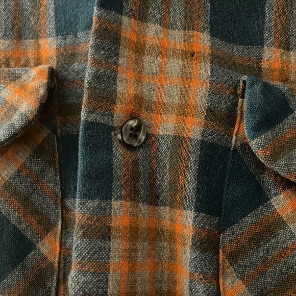 VTG Pendleton Orange and Blue Wool Men’s Flannel Size L - Picture 5 of 15